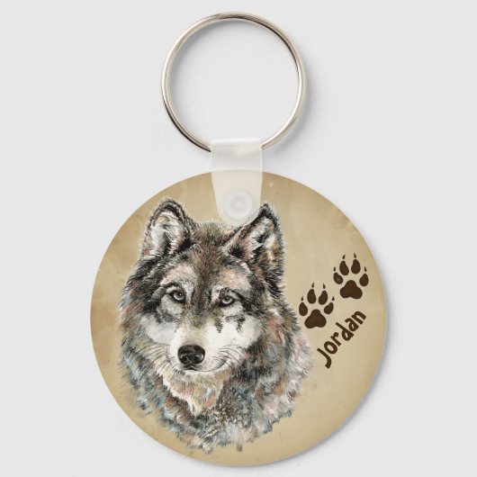 Aangepaste naam Aangepaste Sleutelhanger voor Wolf (Voorkant)