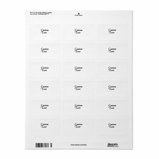 Aangepaste naam Aangepaste tekst Etiket (Full Sheet)