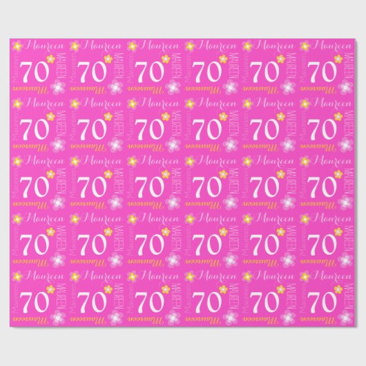 Aangepaste naam aanjager Maureen 70-verjaardagsrap Cadeaupapier (Vlak)