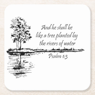 Aangepaste naam Aanmoedigende Schrift Psalm 1:3  Kartonnen Onderzetters