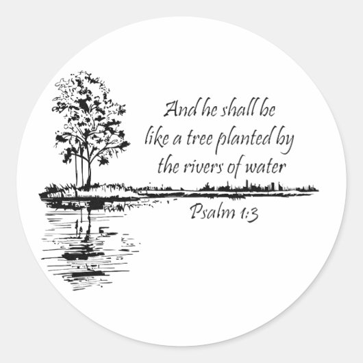 Aangepaste naam Aanmoedigende Schrift Psalm 1:3 Ronde Sticker (Voorkant)