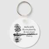 Aangepaste naam Aanmoedigende Schrift Psalm 1:3  Sleutelhanger (Voorkant)