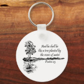 Aangepaste naam Aanmoedigende Schrift Psalm 1:3  Sleutelhanger (Voorkant)
