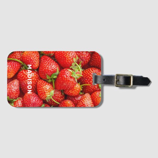 Aangepaste naam aardbeien bagagelabel (Voorkant (horizontaal))