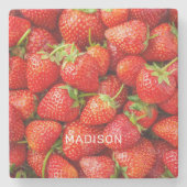 Aangepaste naam aardbeien stenen onderzetter (Voorkant)