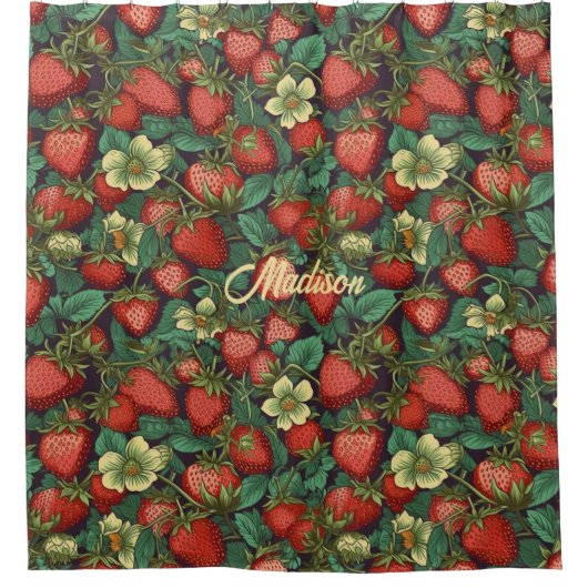 Aangepaste naam aardbeienpatroon douchegordijn (Voorkant)