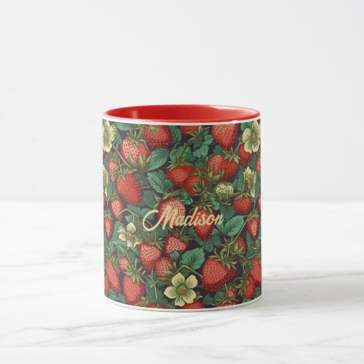 Aangepaste naam aardbeienpatroon mok (Midden)