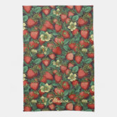 Aangepaste naam aardbeienpatroon theedoek (Verticaal)
