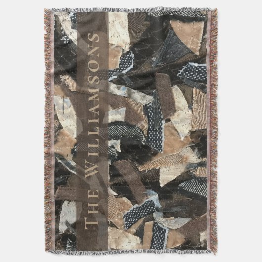 Aangepaste naam Aardse Abstracte Strepen Patchwork Deken (Voorkant Verticaal)