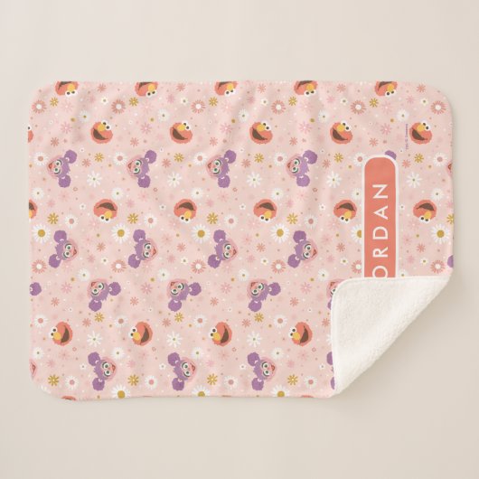 Aangepaste naam Abby Cadabby & Elmo | bospatroon Sherpa Deken (Voorkant (horizontaal))