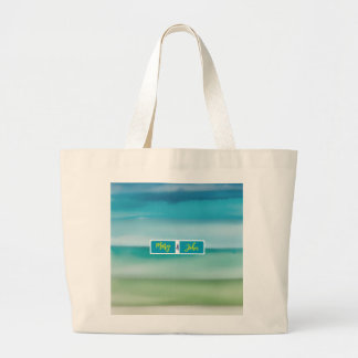 Aangepaste naam Abstract Aquarel Oceaan Horizon Ku Grote Tote Bag