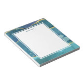 Aangepaste naam Abstract Blauwgroen blauw Ink Gold Notitieblok (Schuin)