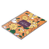 Aangepaste naam Abstract bloem Oranje Wit Notitieboek (Linkerzijde)