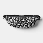 Aangepaste naam Abstract bloemmotief Elegant Zwart Heuptasje (Liggend)