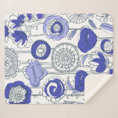 Aangepaste naam Abstract Floral Blue Paars Artsy C Sherpa Deken (Voorkant (horizontaal))