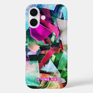 Aangepaste naam Abstract Iriserende Kleurrijke 3D iPhone 16 Hoesje