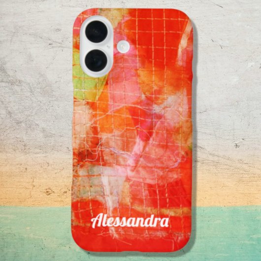Aangepaste Naam Abstract Kleurrijk Retro Rood Sina Case-Mate iPhone Case