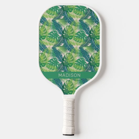 Aangepaste naam Abstract palm Leaf Pattern Pickleball Paddle (Achterkant)