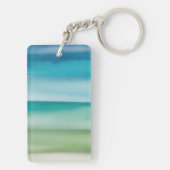 Aangepaste naam Abstract waterverf oceaan horizon  Sleutelhanger (achterkant)