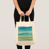 Aangepaste naam Abstract waterverf Oceaan Horizon Tote Bag (Voorkant (product))