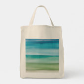 Aangepaste naam Abstract waterverf Oceaan Horizon Tote Bag (Achterkant)