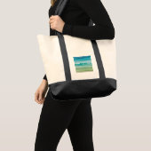 Aangepaste naam Abstract waterverf Oceaan Horizon Tote Bag (Voorkant (product))