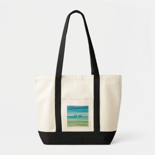 Aangepaste naam Abstract waterverf Oceaan Horizon Tote Bag (Voorkant)