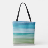Aangepaste naam Abstracte Aquarel Oceaan Horizon K Tote Bag (Achterkant)