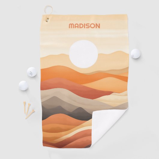 Aangepaste naam Abstracte landschapsillustratie Golfhanddoek (Insitu)