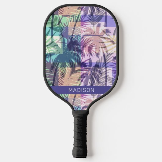 Aangepaste naam Abstracte palmbomen Pickleball Paddle (Achterkant)