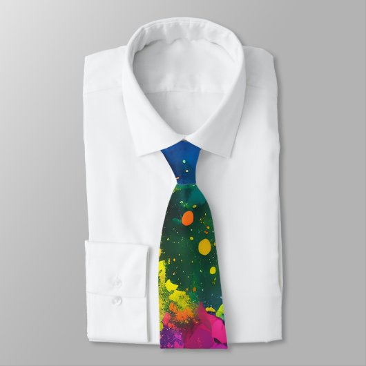 Aangepaste naam Abstracte platter Verf Cosmic Rain Stropdas (Gebonden)