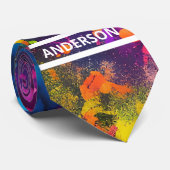 Aangepaste naam Abstracte platter Verf Cosmic Rain Stropdas (Opgerold)