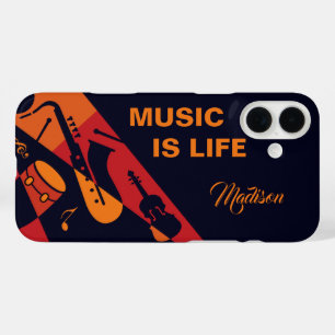 Aangepaste naam Abstracte telefoongesprekken muzie iPhone 16 Plus Hoesje