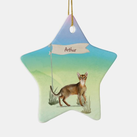 Aangepaste naam Abyssiniaanse kat Pet Keramisch Ornament (Rechts)