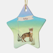 Aangepaste naam Abyssiniaanse kat Pet Keramisch Ornament (Links)