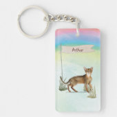 Aangepaste naam Abyssiniaanse kat Pet Sleutelhanger (Voorkant)