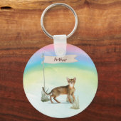 Aangepaste naam Abyssiniaanse kat Pet Sleutelhanger (Voorkant)