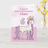 Aangepaste naam achterkleindochter 6e verjaardag R Kaart (Gele Bloem)