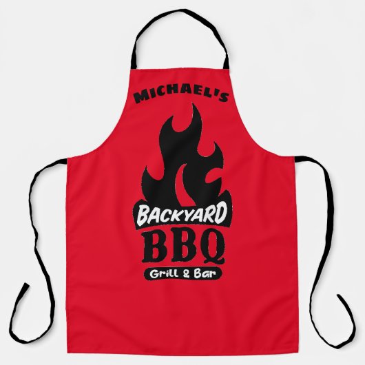 Aangepaste naam Achtertuin BBQ Grill en Bar Schort (Voorkant)