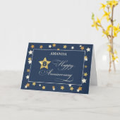 Aangepaste naam achtste medewerker Jubileum Navy G Kaart (Gele Bloem)