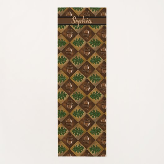 Aangepaste naam Acorn en Oak Leaf Checkerboard Yogamat (Voorkant)