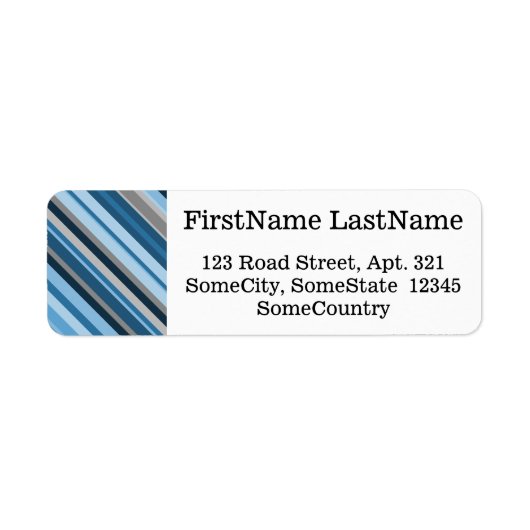 Aangepaste naam/adres + blauwe en grijze strepen etiket (Voorkant)