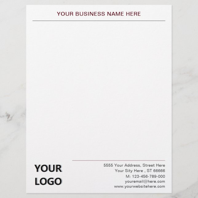 Aangepaste naam Adres Logo Info Zakelijke briefhoo Briefhoofd (Voorkant)