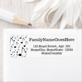 Aangepaste naam/adres + veel muzieknots patroon etiket (Insitu)