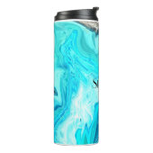 Aangepaste naam agaat edelsteen geode kunst blauw  thermosbeker (Gedraaid links)