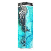 Aangepaste naam agaat edelsteen geode kunst blauw  thermosbeker (Achterkant)