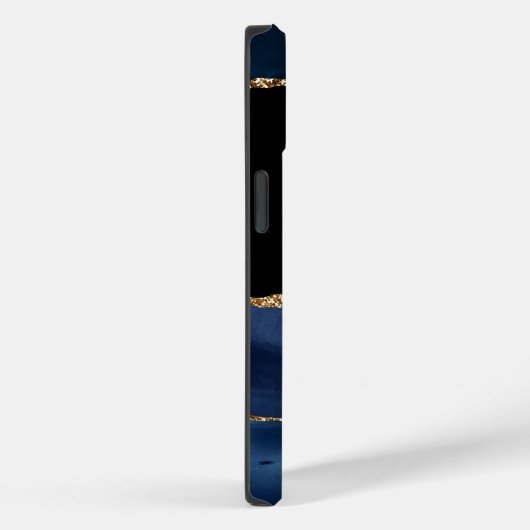 Aangepaste naam Agate Blue Gold Glitter Case-Mate iPhone Case (Achterkant / Rechts)
