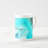 Aangepaste naam Agate Gemstone Geode Art Blue Cute Porselein Kop (Voorkant rechts)