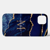 Aangepaste naam Agate Navy Blue Gold Geode Marble Case-Mate iPhone Case (Achterkant (horizontaal))