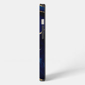 Aangepaste naam Agate Navy Blue Gold Geode Marble iPhone Hoesje (Linkerkant)